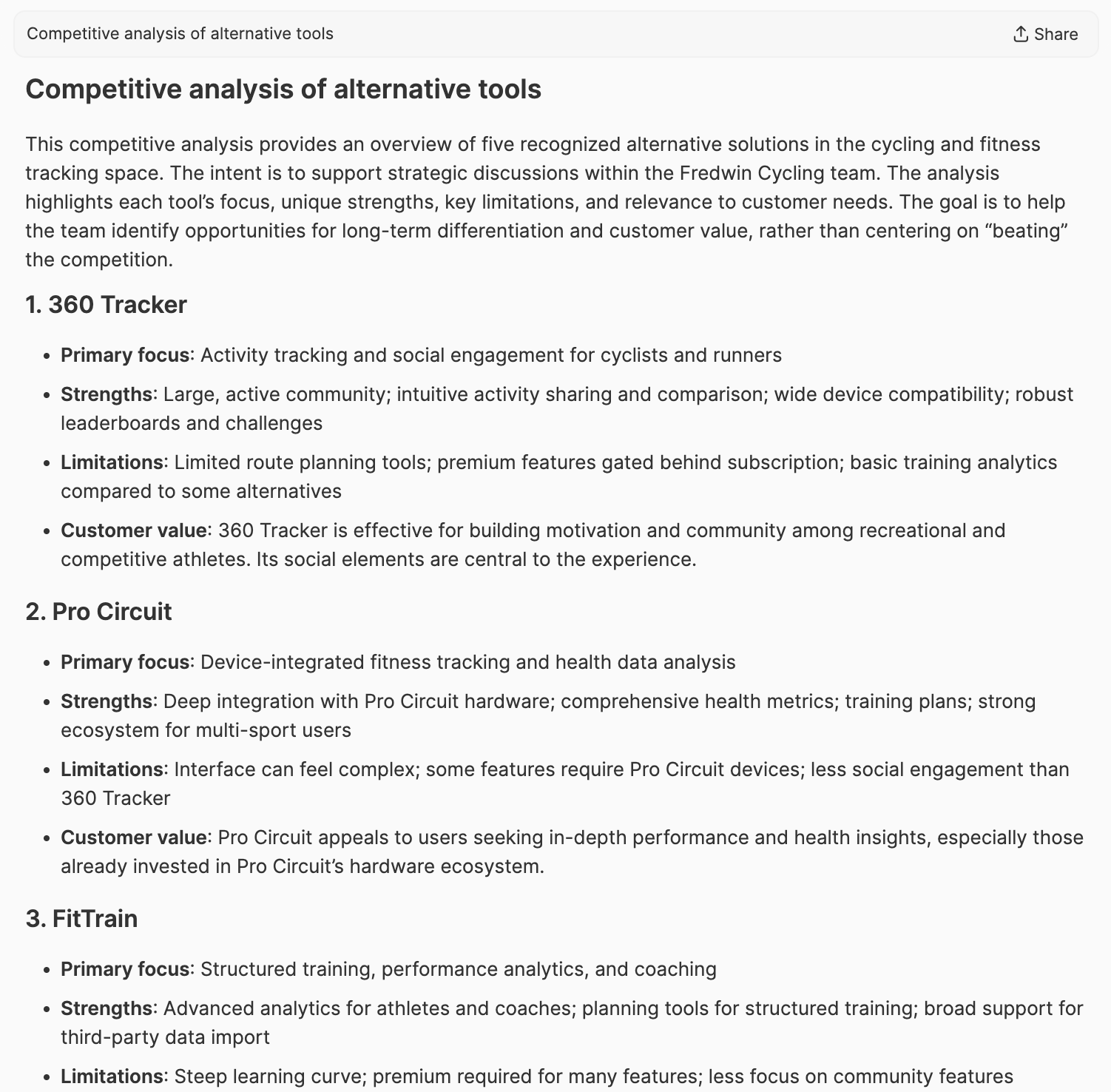 Compare your product with alternative solutions in the market