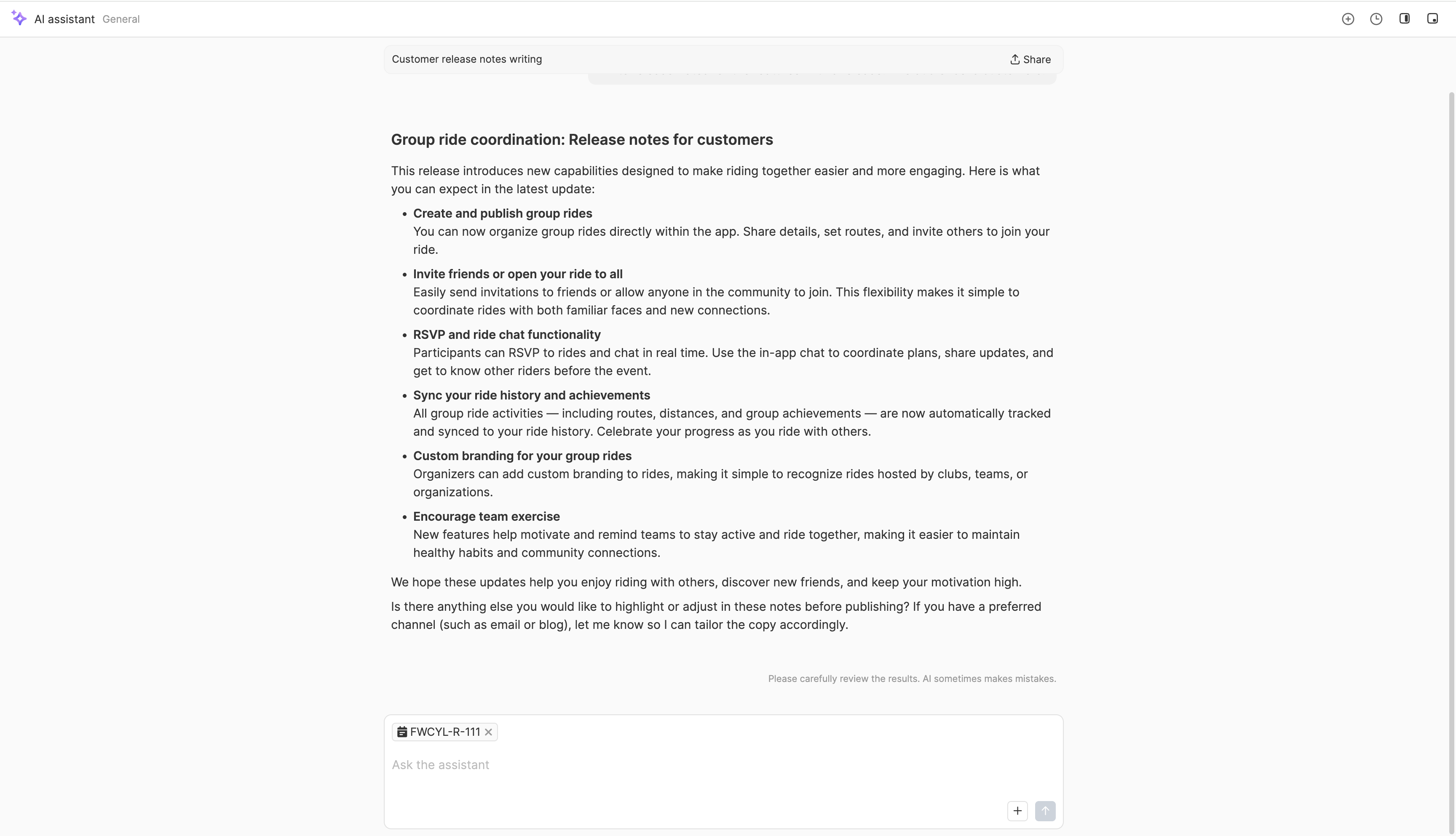 Generate clear release notes in seconds