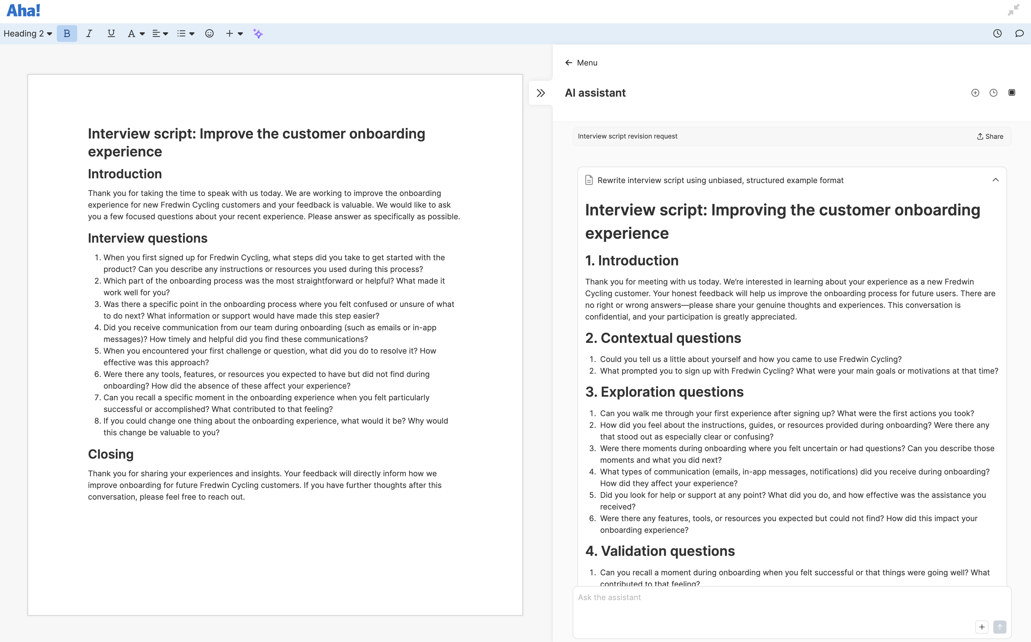 Create well-structured, unbiased interview scripts