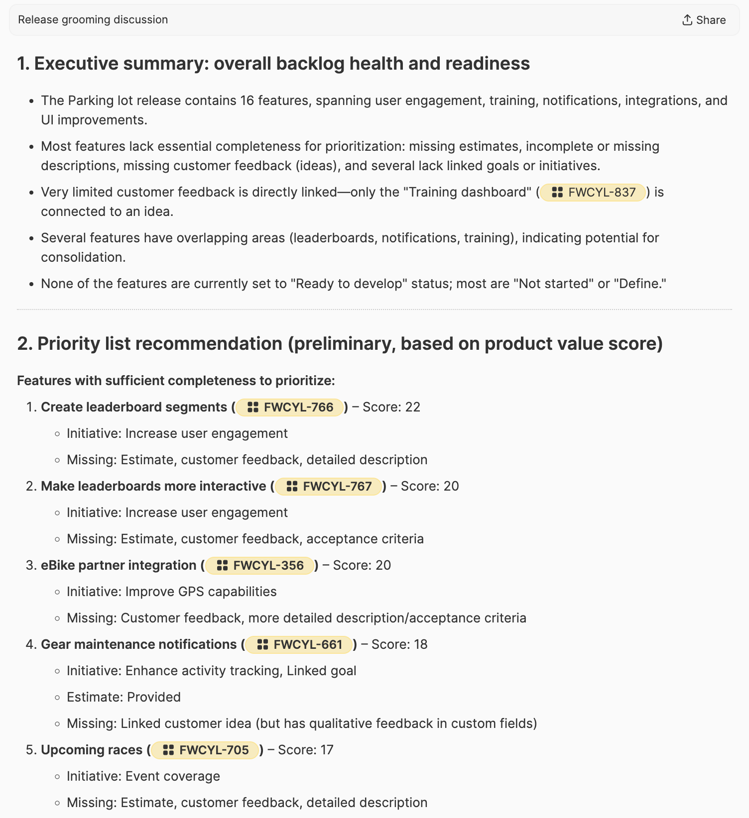 Refine your release backlog in minutes