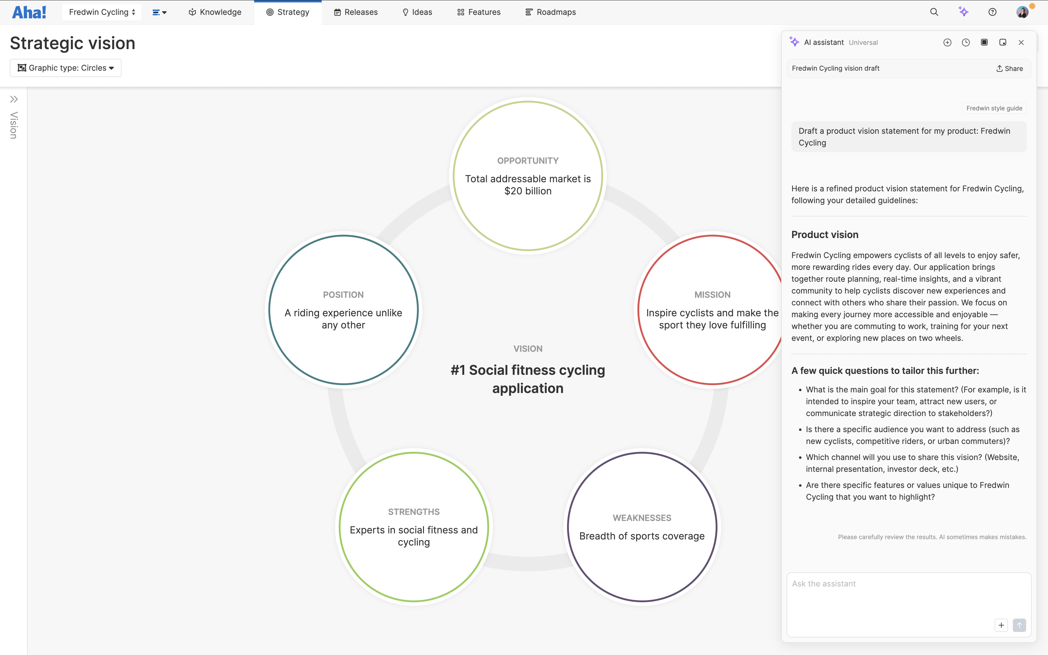 Craft a vision statement for your product