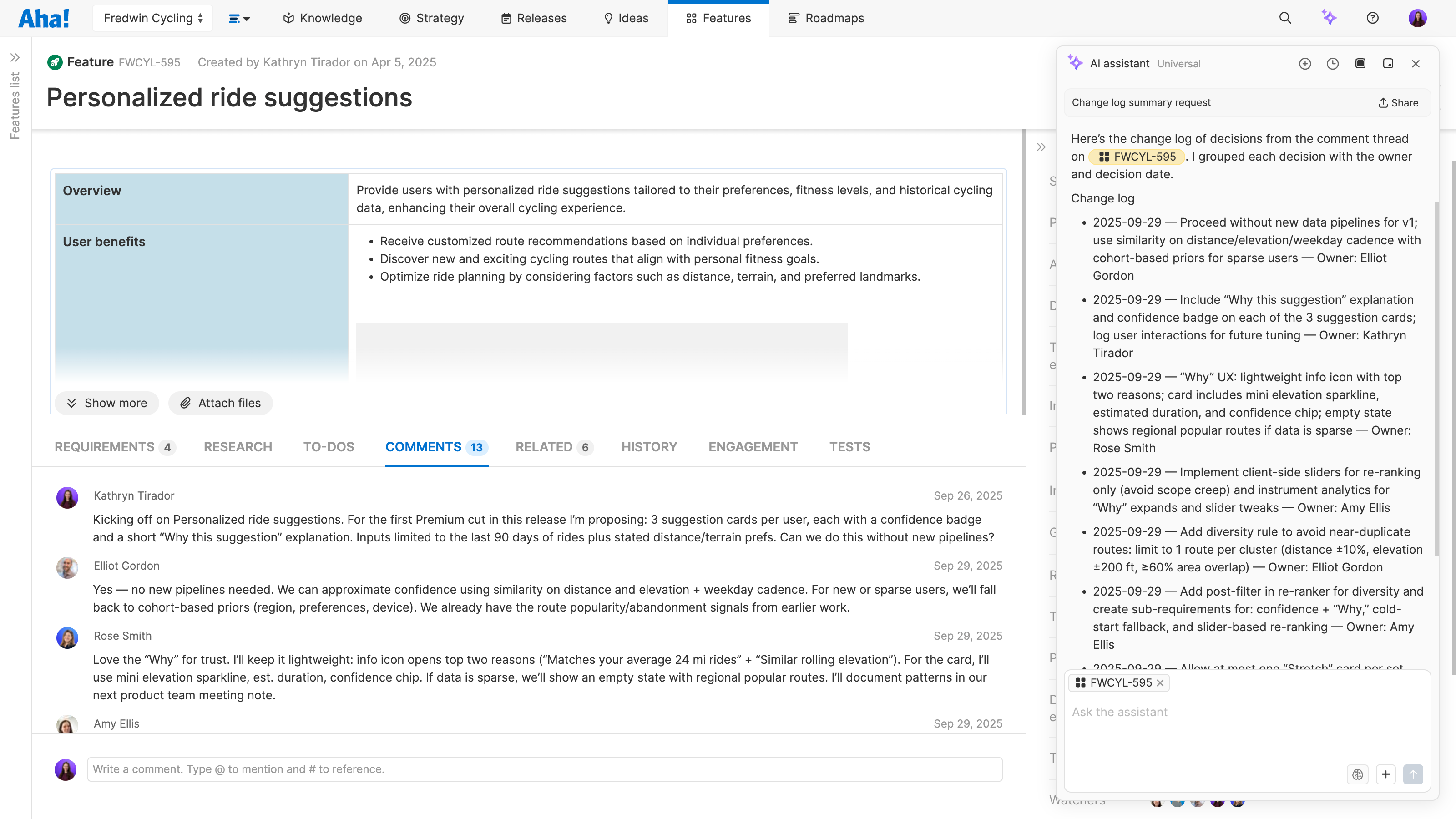 Keep a clear record of product decisions to improve traceability